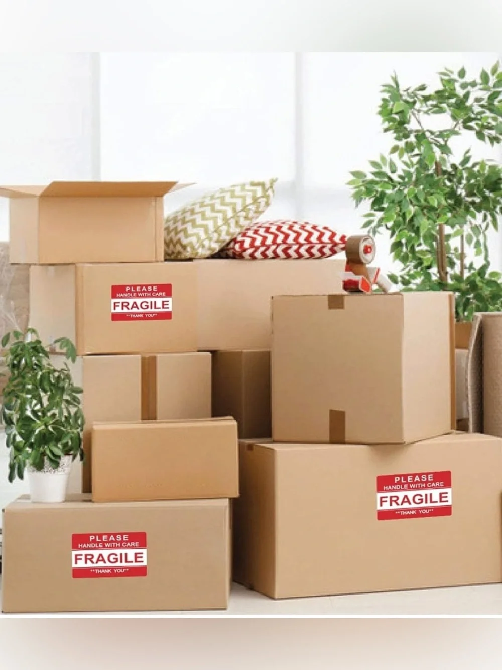 Fragile Handle With Care Red Packing Labels 100 count - Picture 3 of 3